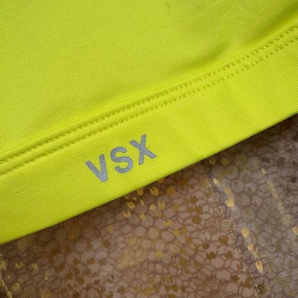 VSX Sport Victorias Secret Neon Yellow Strappy Longline Sports Bra S/M - Picture 3 of 5